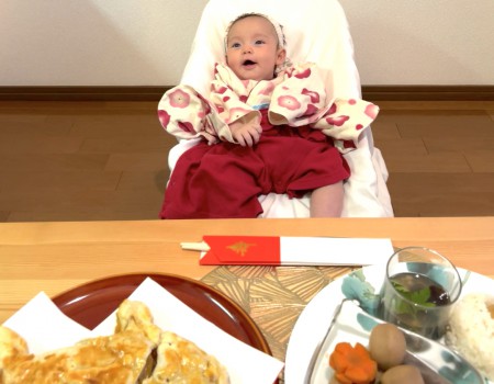 おうちで簡単お食い初め　Baby’s first meal ceremony”Okuizome” at home